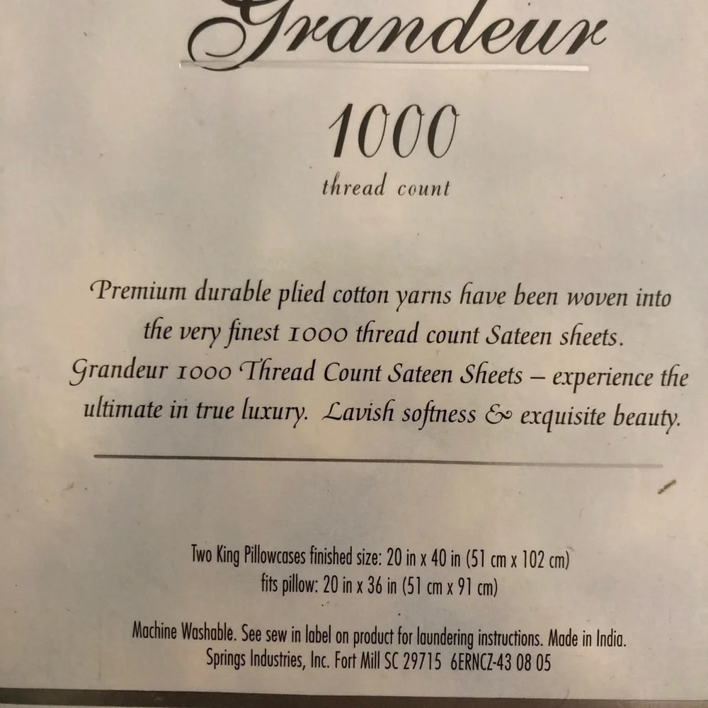 Grandeur 1000 Thread Count Pillowcases White NEW